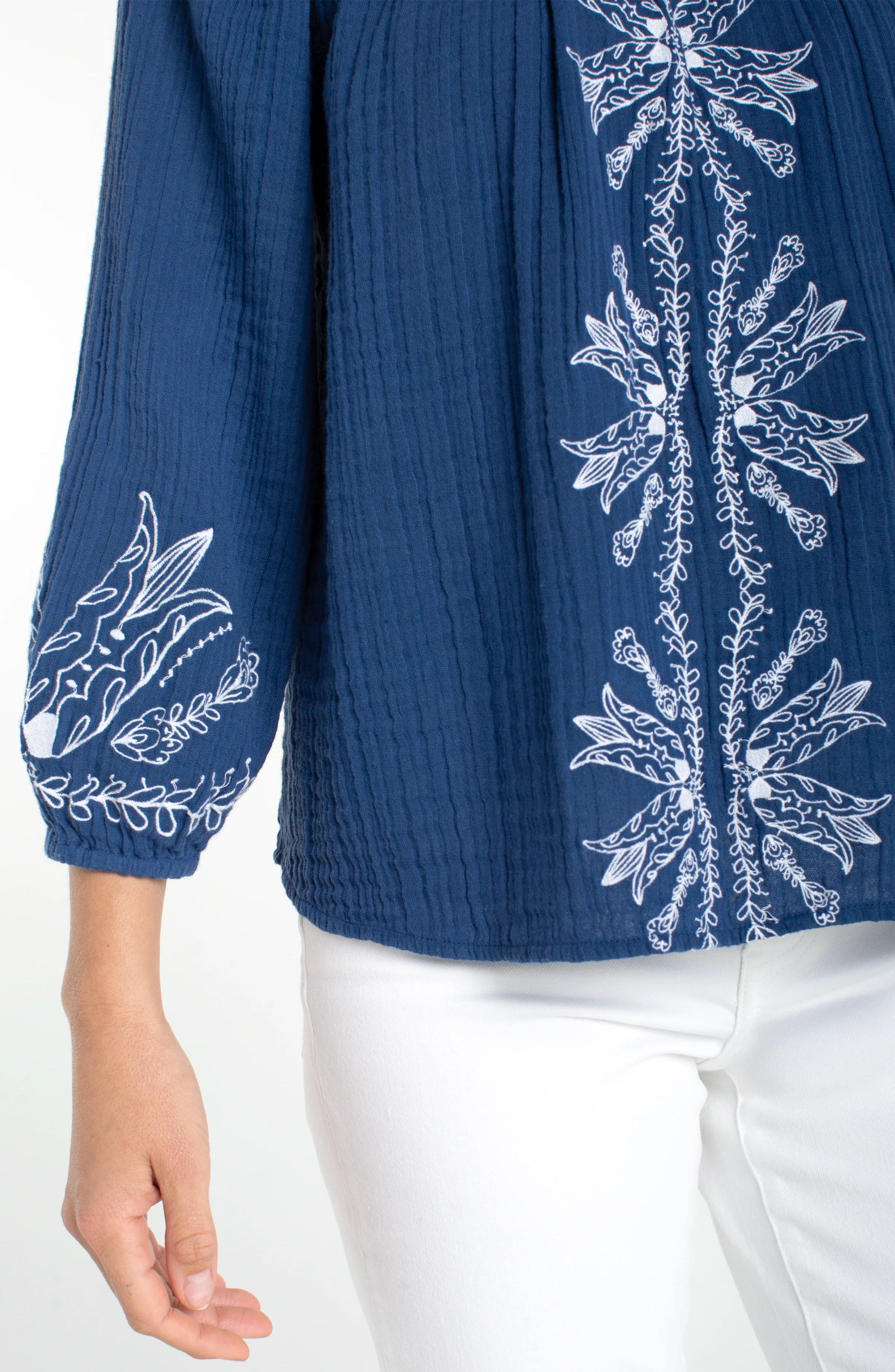 PETITE 3/4 SLEEVE WOVEN TOP - Image 3