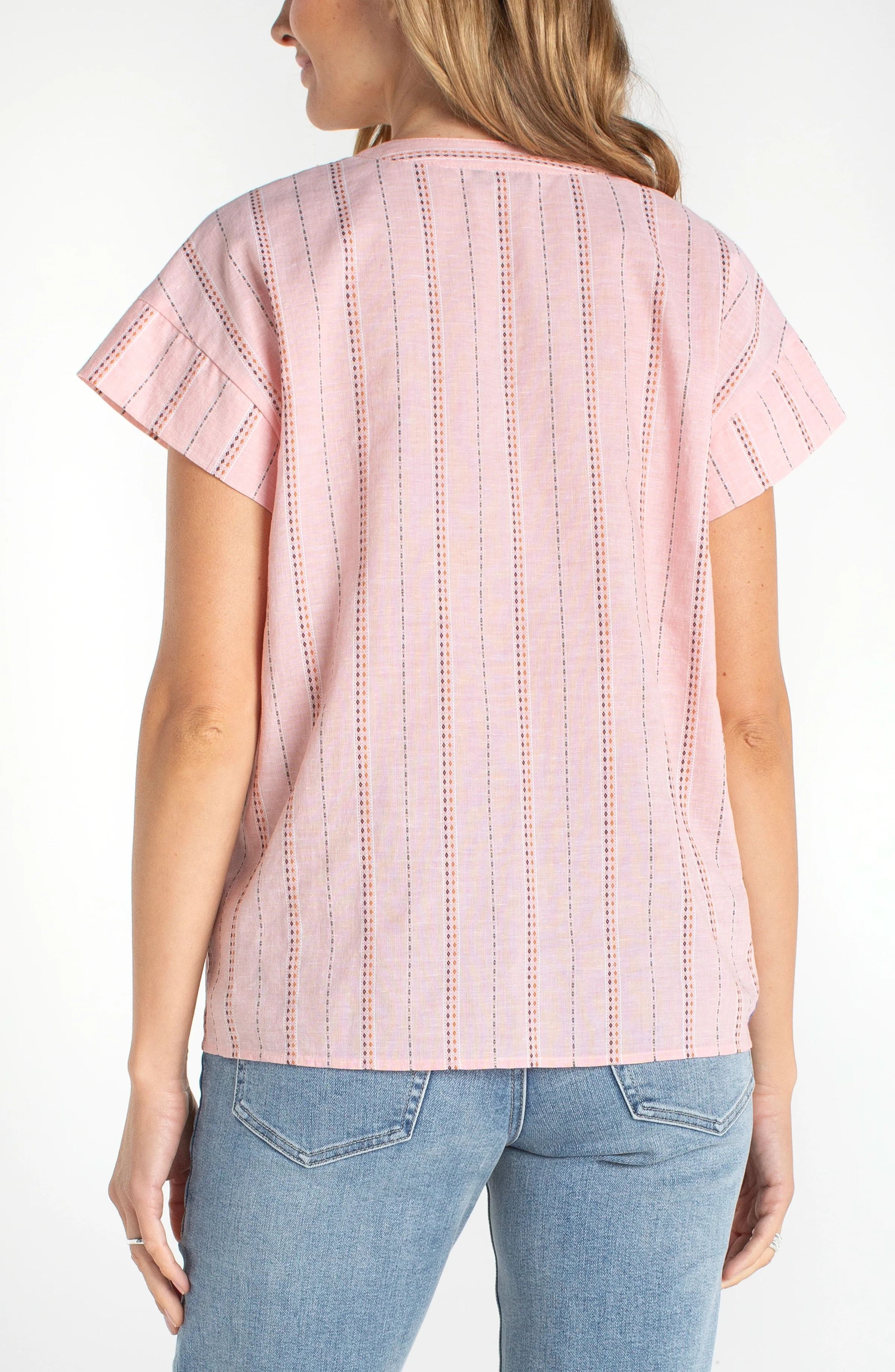 short sleeve popover woven top - Image 2