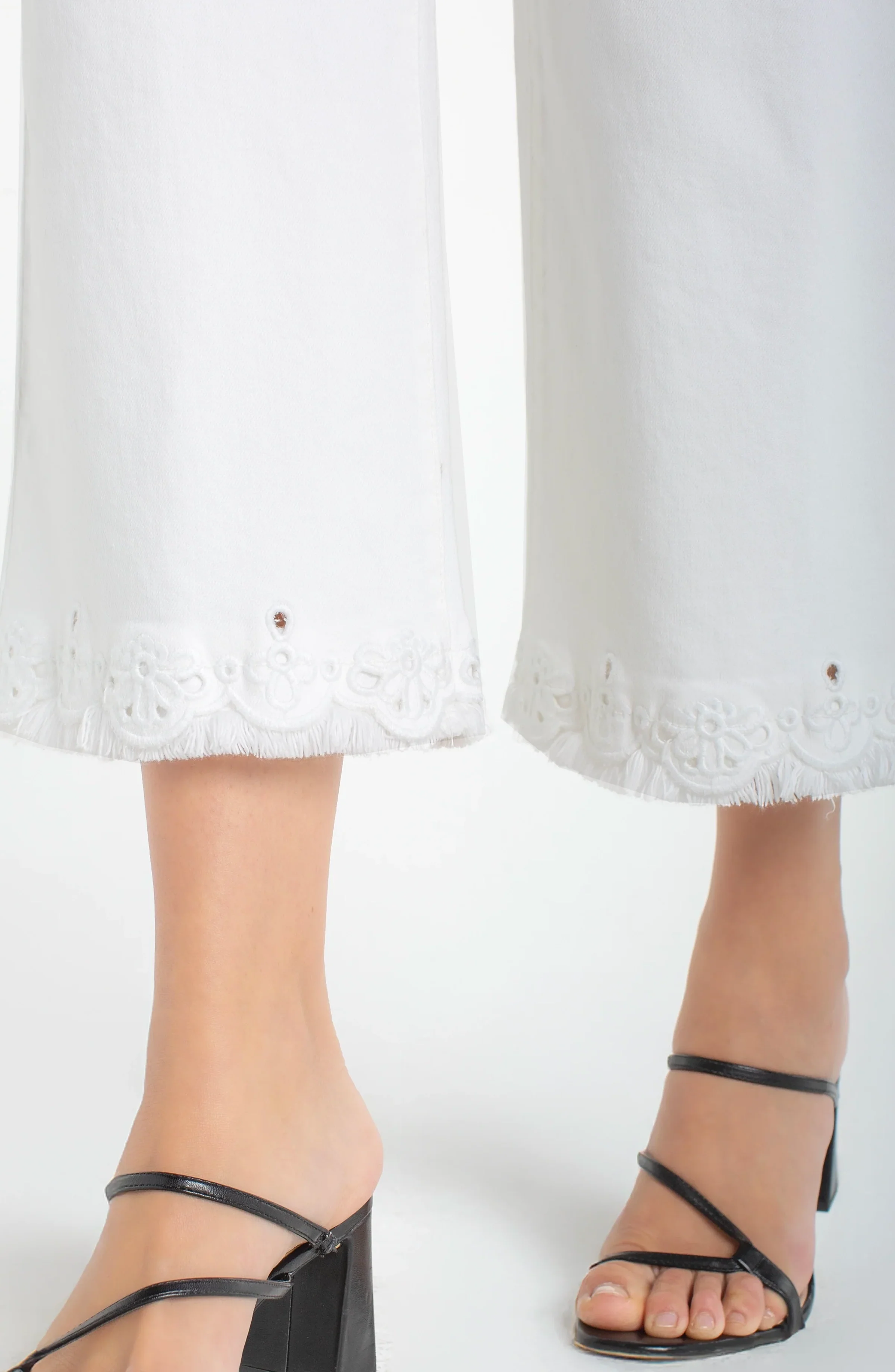 PETITE STRIDE WIDE LEG CROP W/ EMBROIDERED HEM - Image 2
