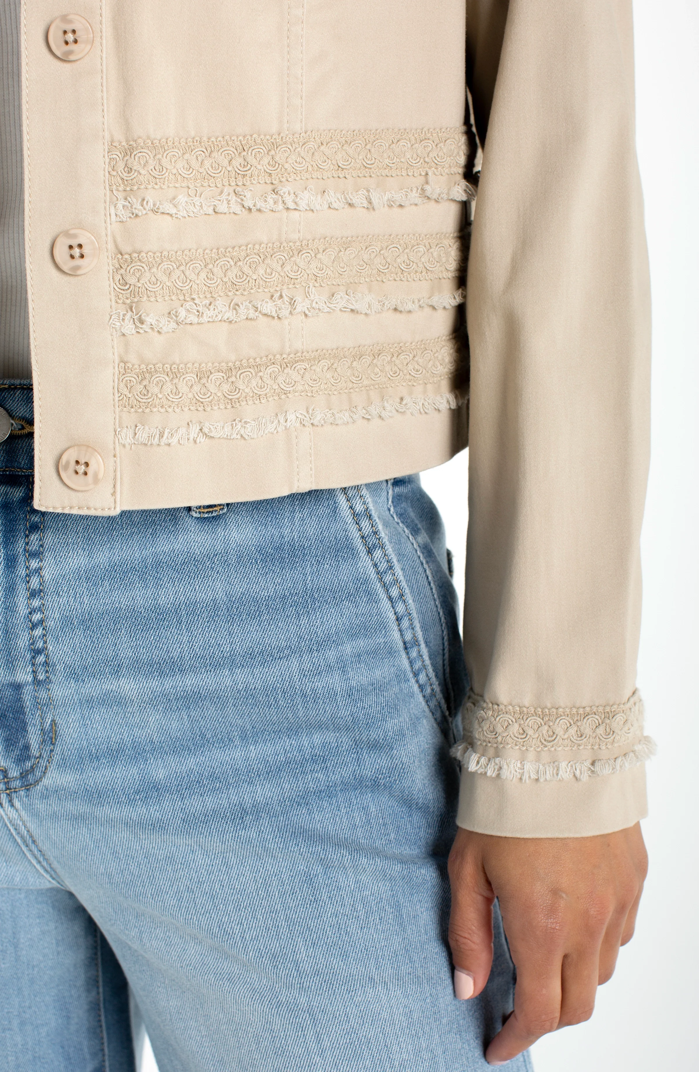 PETITE TRUCKER JACKET WITH FRAY & LACE - Image 3