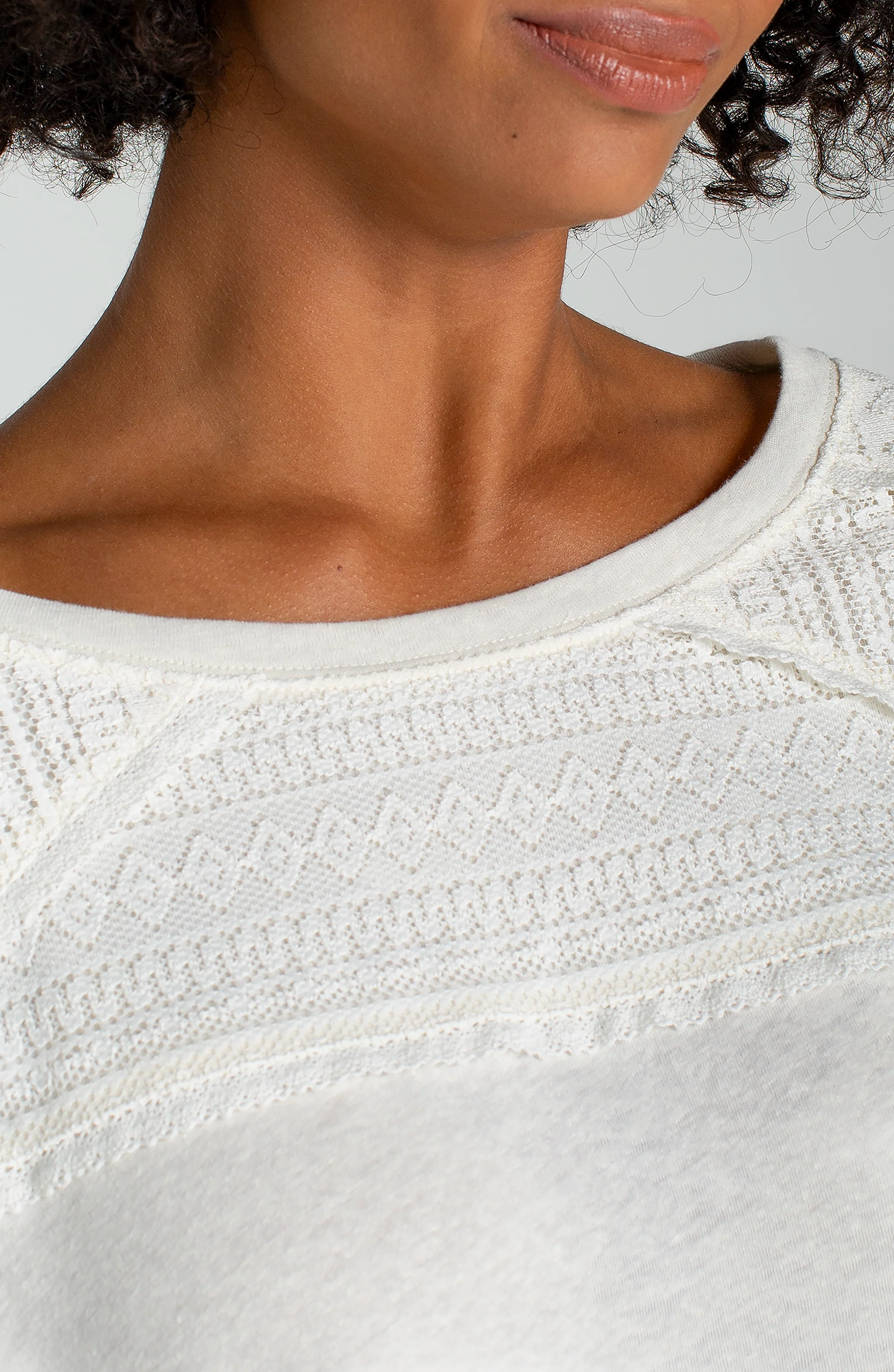 PETITE DOLMAN BOAT NECK KNIT TOP W/ LACE - Image 3