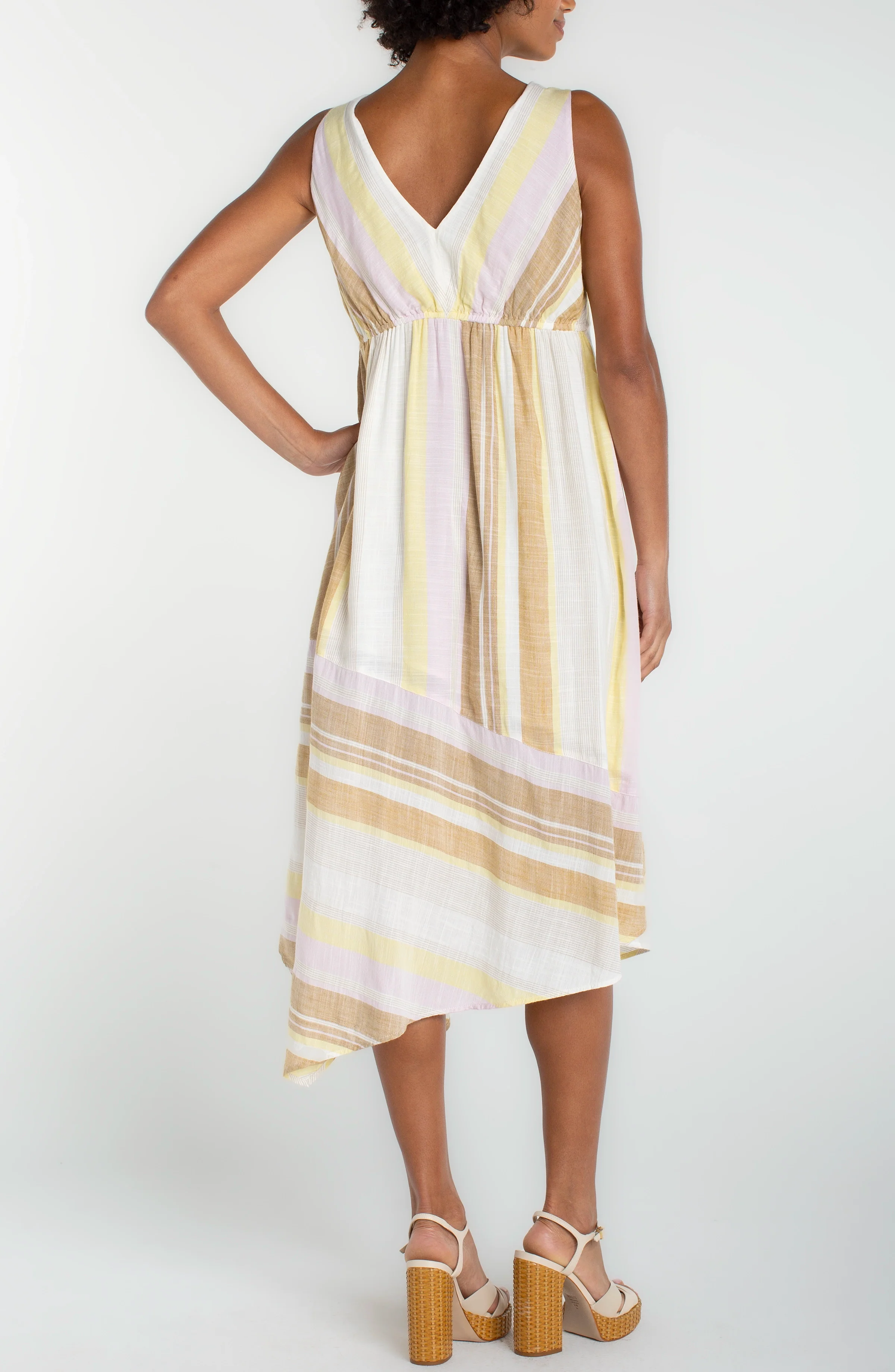 sleeveless v neck asym handkerchief hem dres - Image 2