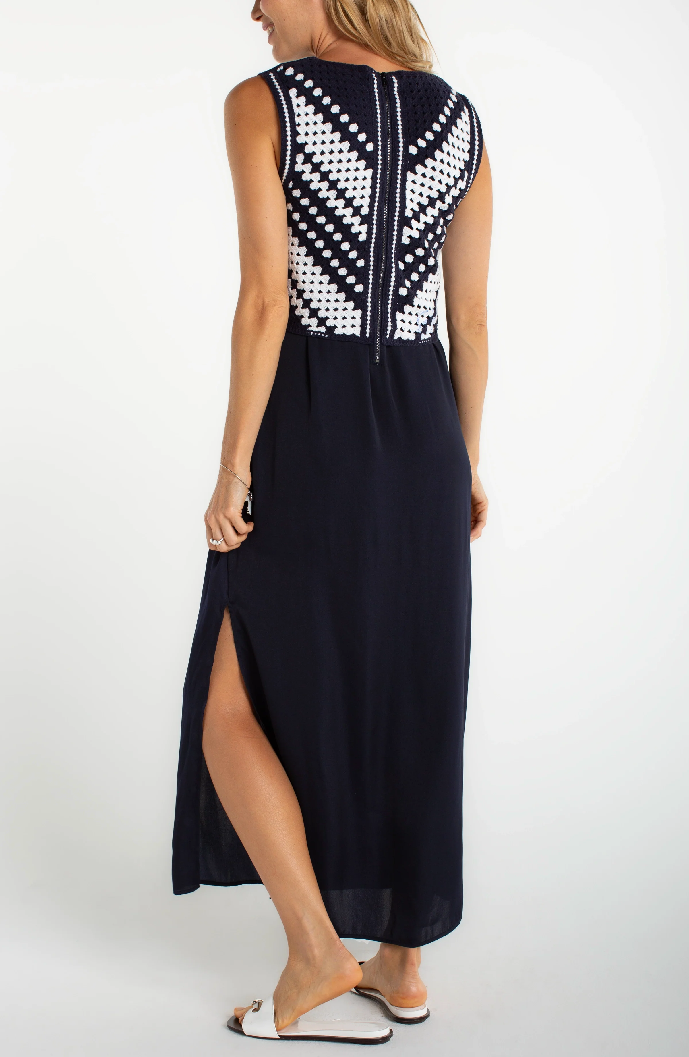 sleeveless v-neck lace woven dress hybrid - Image 3